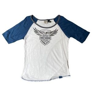 HARLEY DAVIDSON Vintage Inspired T-SHIRT raglan style baseball tee
